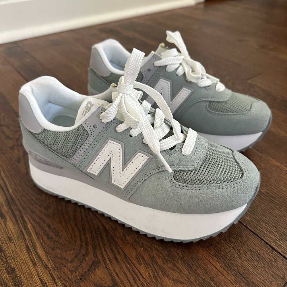 New Balance Gray Platform Sneakers